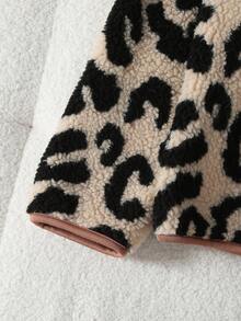 Tween Girl Leopard Print Fleece Casual Loose Jacket - Multicolor - View 6