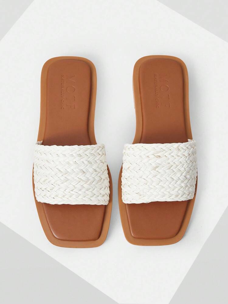 WOMEN'S COMFORTABLE CASUAL FLAT SANDALS, SUMMER WOVEN SLIP-ON FASHION ELEGANT LEISURE SLIPPERS
