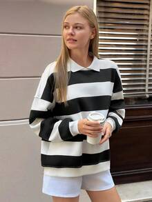 Cloudara Polo Collar, Long Sleeve Sweatshirts - Multicolor - View 3