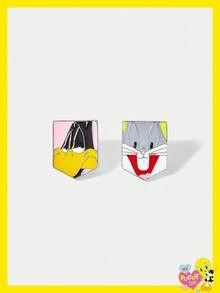 LOONEY TUNES X SHEIN 1 Pair Cute Cartoon Animal Pattern Earrings, Suitable For School And Casual Wear - Silver - View 1