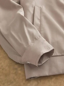 HIMLAND 男士休闲梭织马术刺绣翻领落肩夹克米色夹克男士夏季夹克男士街头时尚夹克裸色夹克男士拉链夹克，复古款，秋季，冬季 - 卡其色 - 查看 4