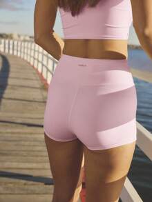 Aralina Leisurewear Summer Yellow Ruche Front Bike Short Ruffle Top Two Pieces Set - Baby Pink - View 3