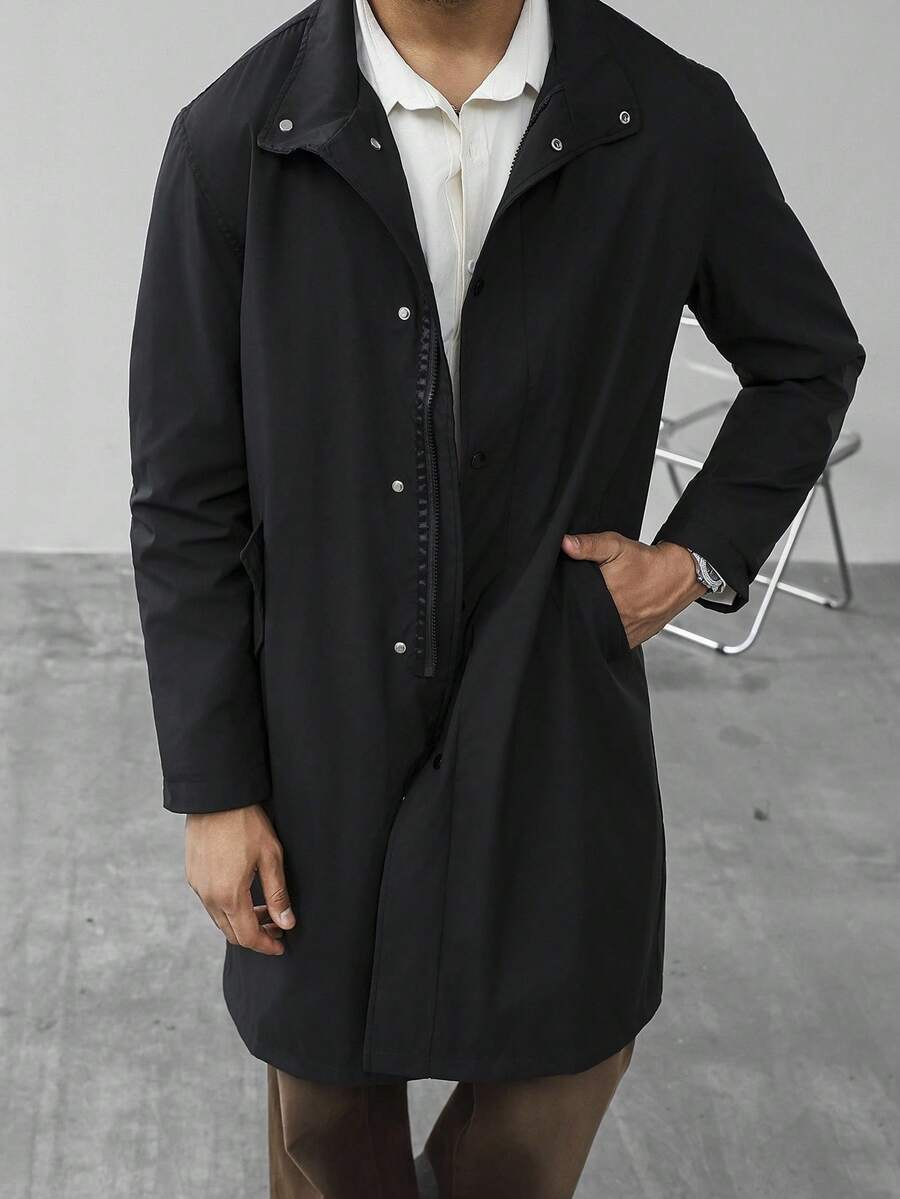 Manfinity Homme Manteau trench casual polyvalent pour hommes, manteau oversize pour le printemps/automne