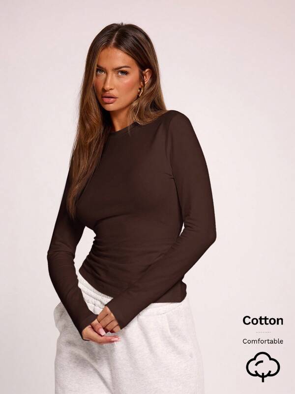 MUSERA Blusa de manga larga con cuello redondo, casual para verano, primavera, vacaciones, armario cápsula casual, uso diario, aeropuerto, vacaciones, otoño, invierno, Navidad, temporada de otoño