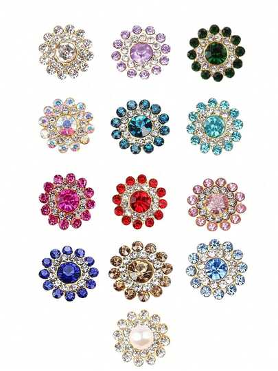 50 piezas de adornos de cristal de strass, decoración de cristal, broche, botón plano DIY para accesorios de vestido, diadema con flores, 14 mm