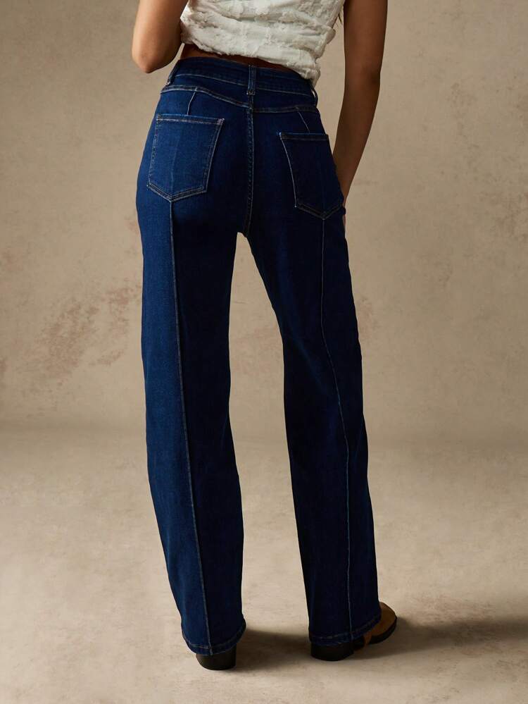 MISSGUIDED Straight Leg Denim Jeans With Front Seam Detail