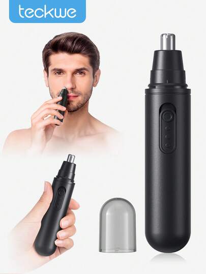 Teckwe 1pc Electric Nose Hair Trimmer, Nose Hair Clippers, Nose Hair Removal Tool,Professional Facial Hair Trimmer With Waterproof Dual Edge Blades, Suitable For Travel, Home, Valentine's Day Gift