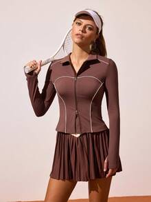 CourtClass Women's Contrast Stripe Casual Sporty Jacket - Multicolor - View 6