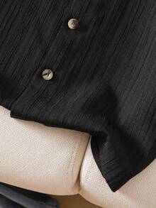 Sparklyn 男童休闲日常通勤简约纯色纽扣前短袖衬衫，夏季