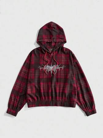 Street Life Sudadera con capucha casual de hombre con estampado de cuadros negros