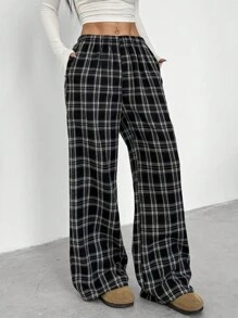 Sparklyn 2 件套青少年女孩休闲百搭格子宽松裤，适合学校、日常和街头穿着 - 彩色 - 查看 6
