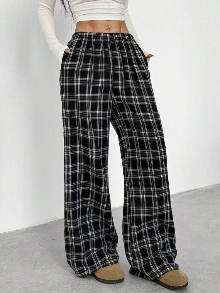 Sparklyn 2 件套青少年女孩休闲百搭格子宽松裤，适合学校、日常和街头穿着 - 彩色 - 查看 6