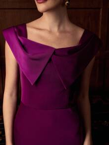 ZEYLAH Sleeveless Dress With Collar, Elegant & Romantic - Purple - View 2