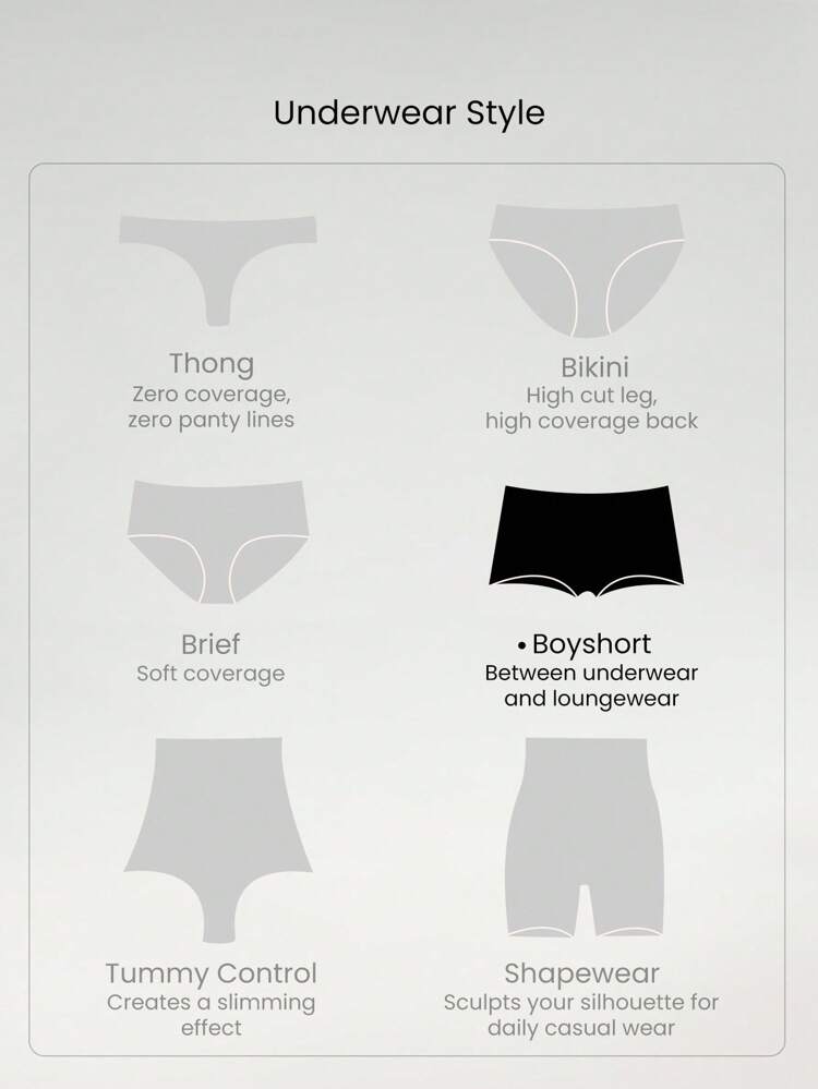 2 Packs Modal Silky Smooth Deodorant Logo Elastic Waistband Mid-Rise Waist Boyshort Underwear Daily Casual Wear