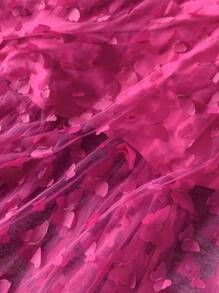 DreamSkyne Abito lungo elegante e sexy da donna, taglie forti, senza spalline, in stile di lusso con decorazione 3D a farfalla, adatto per primavera/estate/autunno/inverno - Fucsia - Visualizzare 5