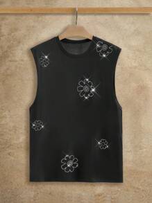Manfinity NXTstreet 男士休闲花卉水钻装饰黑色无袖背心