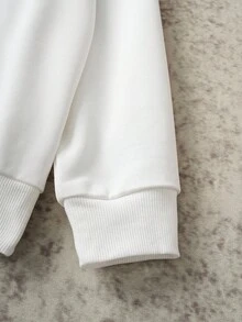 Discovery X SHEIN 青少年男孩休闲运动白色星星和宇航员图案连帽卫衣，秋冬