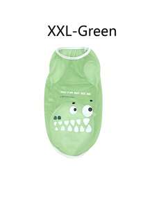 Ropa para perro de malla transpirable de verano/primavera con estampado de dibujos animados que se asemeja a un oso de pelo dorado Keji - Verde - Ver 17