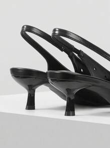 Mnmlis Zapatos de tacón alto con punta elegante para mujer - Negro - Ver 4