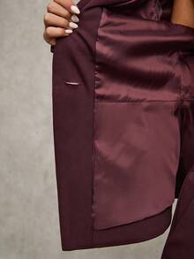 SHEIN BAE 女士标准肩部通勤夹克，时尚百搭，秋冬 - 酒紅色 - 查看 8