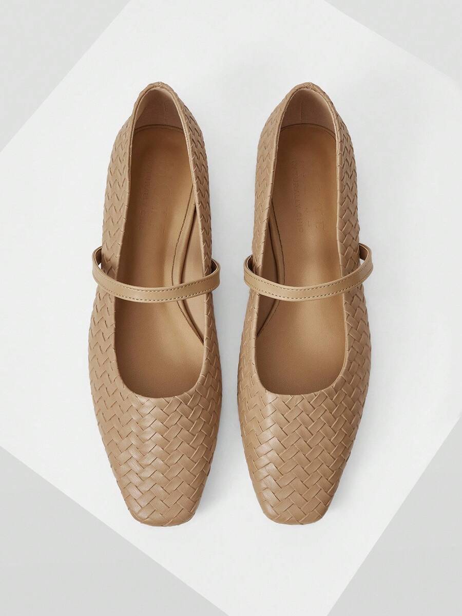 MOTF PREMIUM COMFORTABLE MINIMALIST VERSATILE WOMEN SQUARE TOE MARY JANE FLAT SHOES, SUITABLE FOR HALLOWEEN FOR CHRISTMAS SPRING SHOES - Brown - View 1