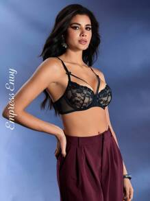 Empress Envy Women's Sheer Lace Bra With Underwire, Lingerie