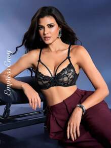 Empress Envy Women's Sheer Lace Bra With Underwire, Lingerie