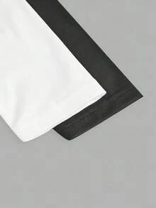 SHEIN PETITE CURVE 2pcs/Set Plus Size Women Casual Solid Color Knit Crew Neck Long Sleeve Bodysuit