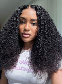 Jerry Curly Glueless Wig 4x4 Lace Closure Wigs Human Hair Per Cut Lace Human Hair Wigs For Women Wear And Go Glueless Wigs Natural Black Jerry Curly Wig Pre Plucked 180% Density - SNatural - View 9