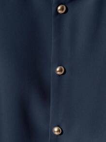 Franclia 时尚高端女士圆领短袖纽扣衬衫 - 寶藍色 - 查看 6