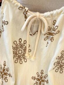 SHEIN Women's Floral & Geometric Print Loose Fashion Camisole - White - View 4