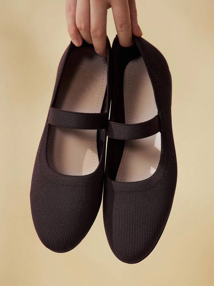 CUCCOO BASICS Women's Round Toe Flat Brown Strap Elastic Comfort Breathable Mary Jane Flats, Suitable For Daily Commute And Casual Wear For Christmas Spring Shoes - Coffee Brown - View 1