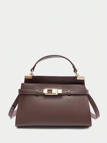 SHECARRY 女士简约大容量时尚棕色包 - 咖啡 - 查看 3