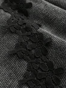 CosyJoli Suéter de punto con encaje lavado y desgastado de estilo francés elegante y casual para mujeres de talla grande en otoño/invierno - Negro - Ver 5