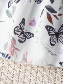 SHEIN 少女蝴蝶圖案蝴蝶袖配帶腰裙