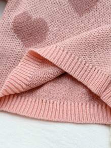 SHEIN Set di maglione a maniche lunghe e pantaloni in maglia rosa con motivo a cuori, adatto per neonati femmine, per autunno/inverno