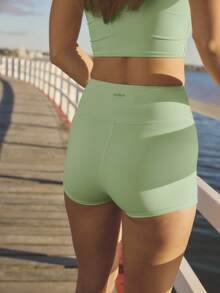 Aralina Leisurewear Summer Yellow Ruche Front Bike Short Ruffle Top Two Pieces Set - Mint Green - View 3