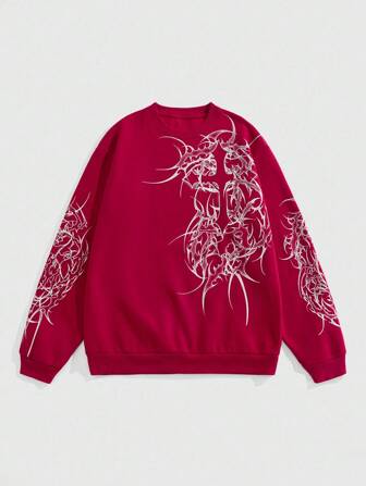 Street Life Men's Thorn Print Long Sleeve Pullover Sweatshirt