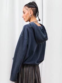 COUREZ Bunny Print Boxy And Cropped Hoodie /Y2K  Women Clothes  Clothes Cute Tops  Tops Going Out Tops Going Out Outfits Back To School - Black - View 3