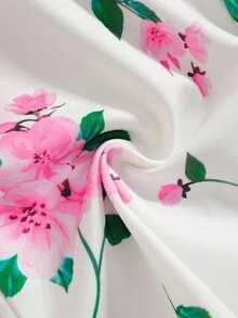 SHEIN Young Girl Floral Print Spaghetti Strap Romper - Pink - View 7