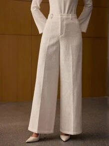 MOTF PREMIUM Pantalones de traje con bolsillos en ángulo y presilla - Blanco - Ver 4