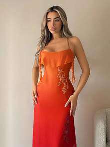 SHEIN ICON 女士时尚性感露背交叉系带紧身吊带裙 - 彩色 - 查看 5