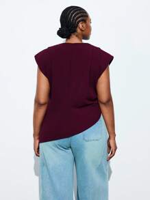 Maija Plus Size Fashionable Commuting Solid Color Gathered Asymmetric Hem Tank Top Fall Women Autumn Back To School Homecoming Modest Vintage Women Old Money Teacher For Women Romantic, Fashion, Versatile