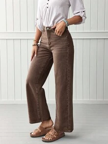 EMERY ROSE 高腰直筒牛仔褲