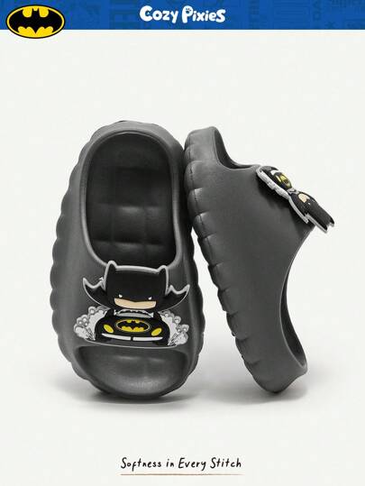 Cozy Pixies BATMAN X Cozy Pixies 1 Pair Kids Versatile DC Style Lovely Open Toe Anti-Slip Breathable Sandals/Slippers, Suitable For Indoor/Outdoor Use