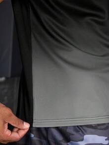 Gym Rark 加大码男士渐变色短袖宽松运动 T 恤，夏季渐变色健身衫男士健身衫健身房男士健身服健身衫男士 - 深灰色 - 查看 4