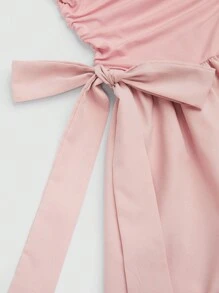 Sweetra Süßes Prinzessinnen-Stil Kleid in großen Größen mit Schleife an der Taille, minimalistisches Design