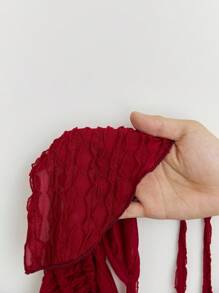 Elamini 女士休闲度假纹理串珠吊带背心 - 酒紅色 - 查看 5