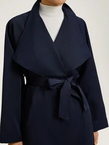 Revavyn 新款韩版休闲高端收腰风衣外套 - 藏蓝色 - 查看 4