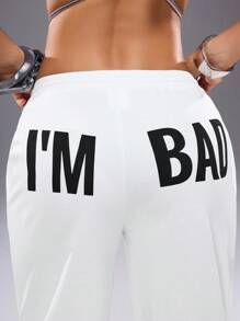 Shutterstock Y2Kool Women's Casual White Butt Print Sweatpants Fall And Winter Tracksuit Y2k Two Pieces Set Sweat Set Women Y2k Women Two Pieces Outfits Party Pant